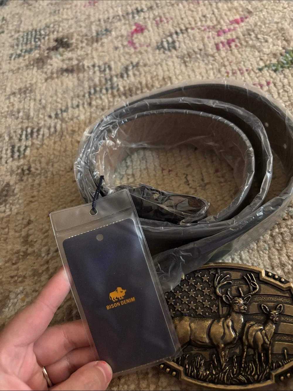 Bison denim belt & buckle